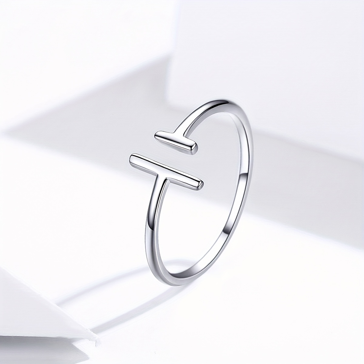 Minimalist Stylish Silver Ring, Parallel Line S925 Gold Plated